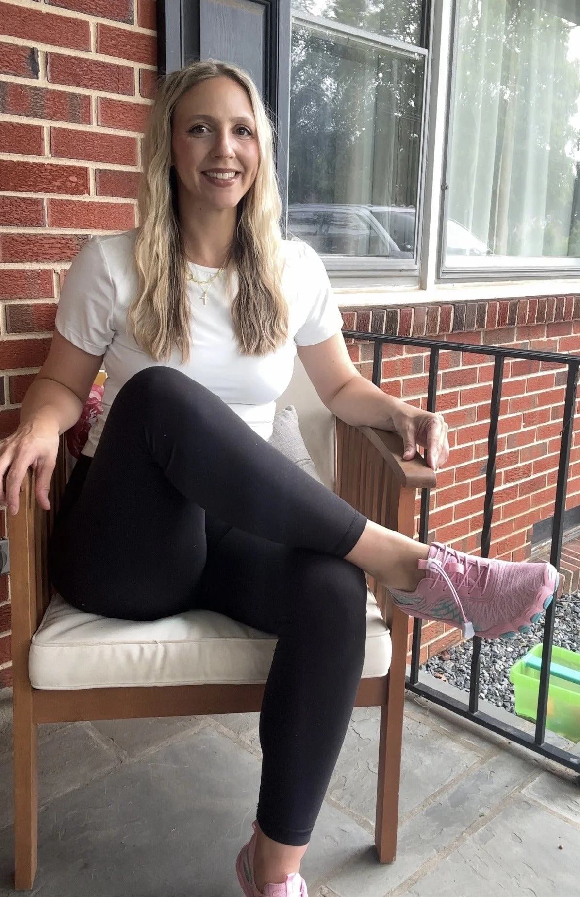 Showing off Bronoir shoes outdoors